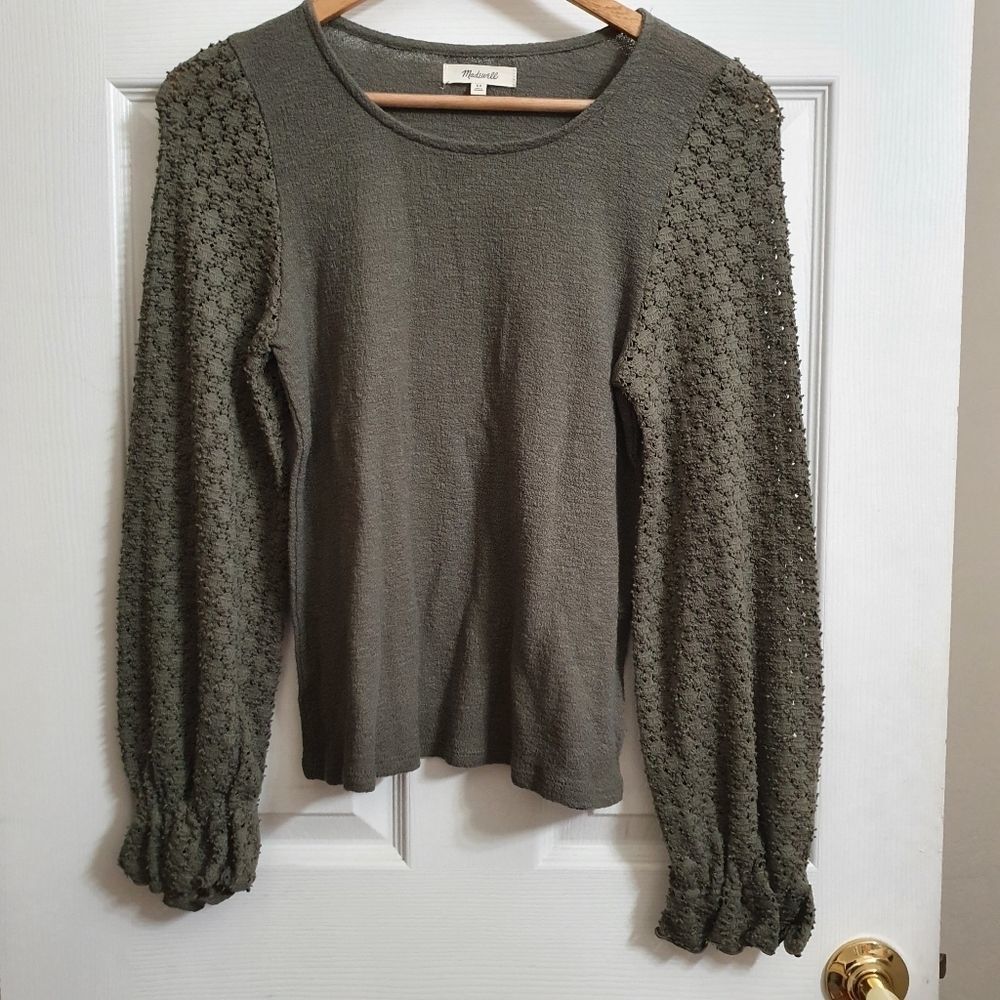 Madewell Eyelet Mix Ruffle Sleeve Top